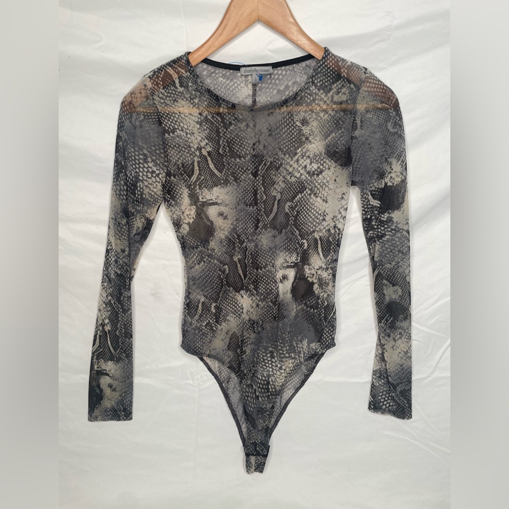 Charlotte Russe Snake Print Mesh Bodysuit SM slightly used in perfect condition
